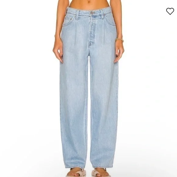 MOTHER Pleated Fun Dip Puddle Jeans Snacks High Rise Barrel Leg Just A Nibble 31 - Picture 10 of 14